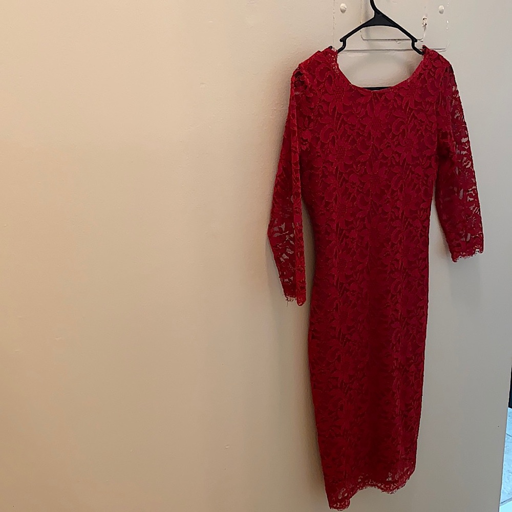 Red lace dress